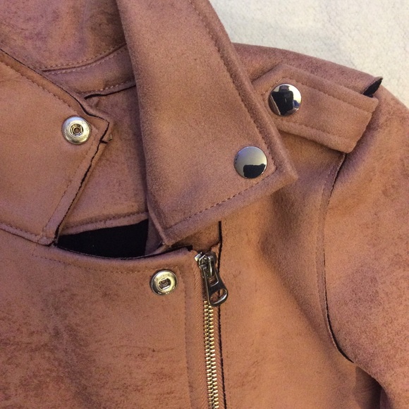 DEX faux suede asymmetrical moto crop jacket - Picture 7 of 11